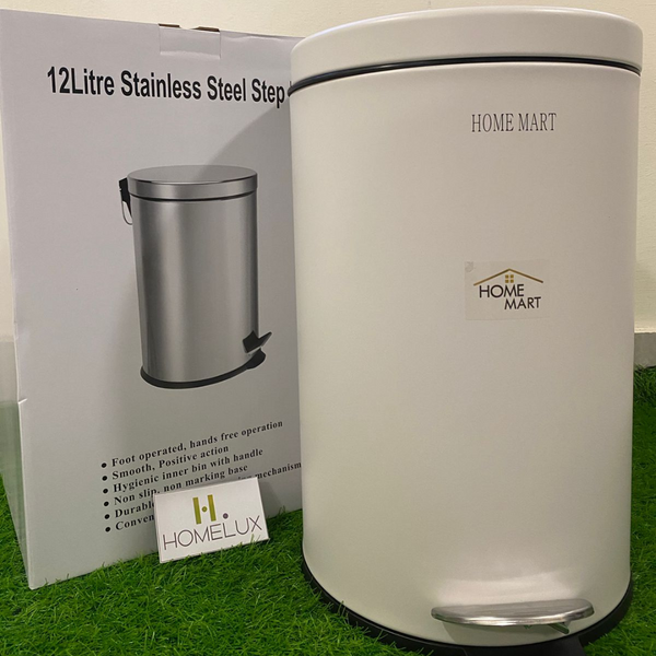 12 Litre Stainless Steel Step Dustbin