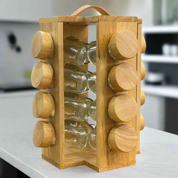 16 Pcs Bamboo Spice Rack