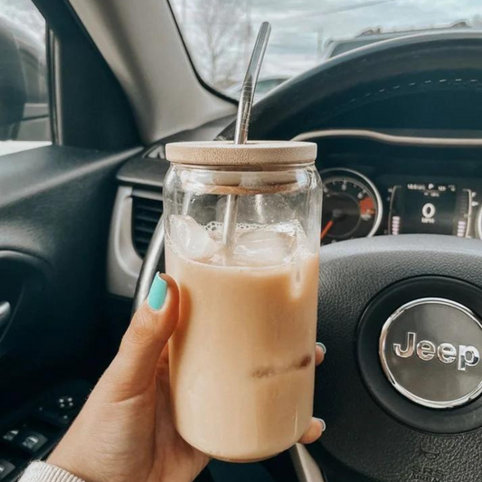 Mason Jar With Clear Straw