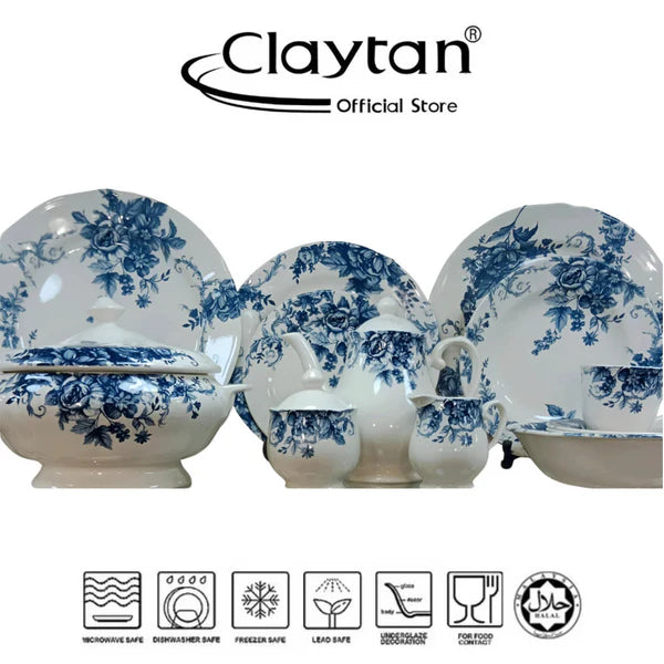 Claytan Gorgeous Navy Blue 85 Pcs Dinner Set