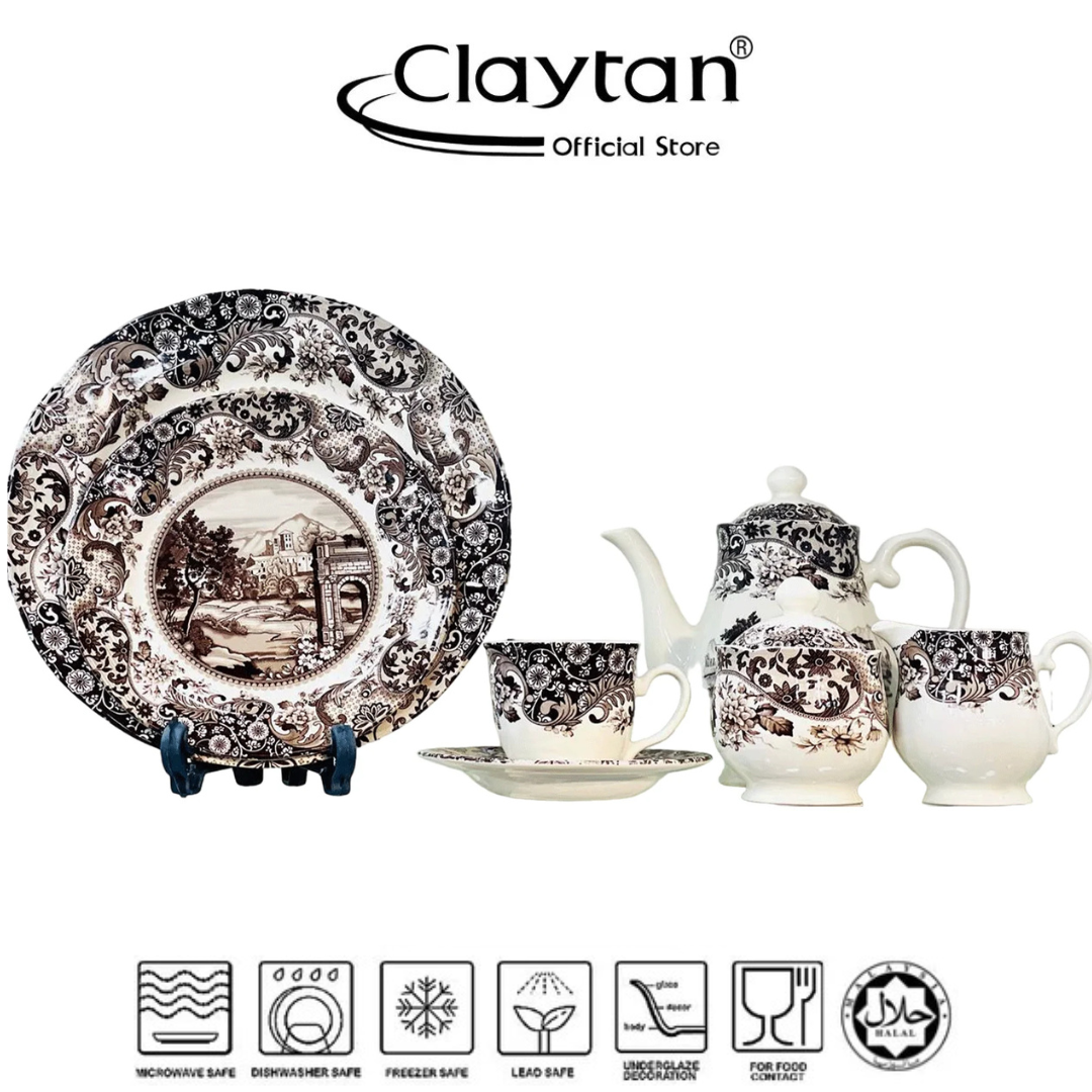 CLAYTAN Rome Brown 24 Pcs Tea Set