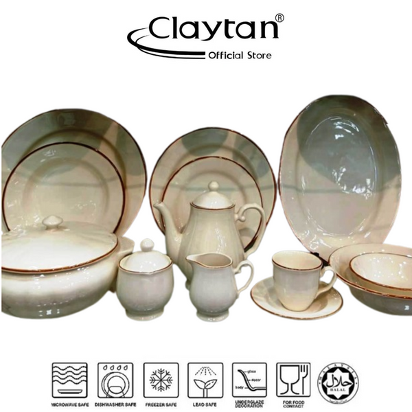 Claytan Brown Lining 47 Pcs Dinner Set