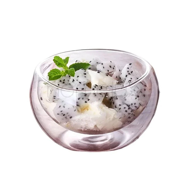 Double Wall Glass Ice Cream Bowl