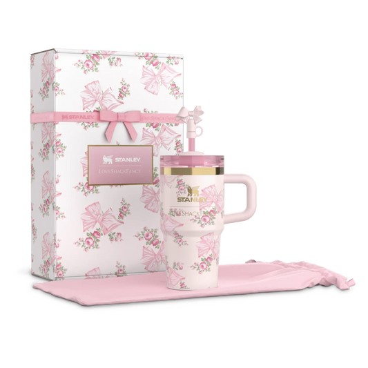 The Stanley X LoveShackFancy Holiday Quencher - 20oz - Rosa Beaux Pink