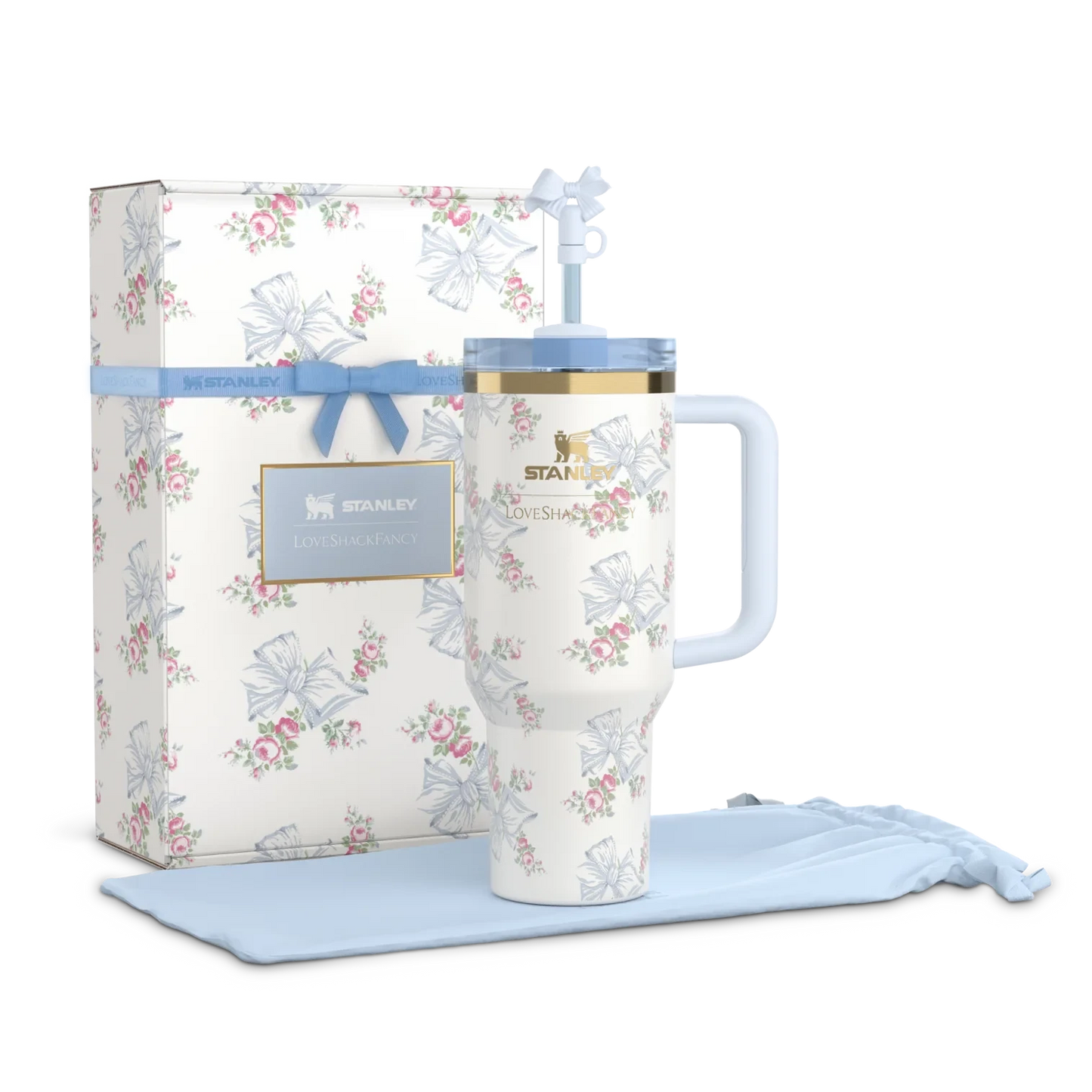 The Stanley X LoveShackFancy Holiday Quencher | 40 OZ - Rosa Beaux Blue