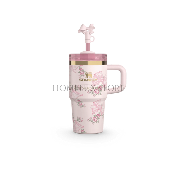 The Stanley X LoveShackFancy Holiday Quencher - 14oz - Rosa Beaux Pink