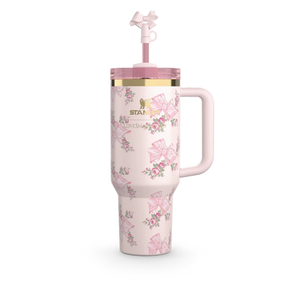 The Stanley X LoveShackFancy Holiday Quencher | 40 OZ - Rosa Beaux Pink