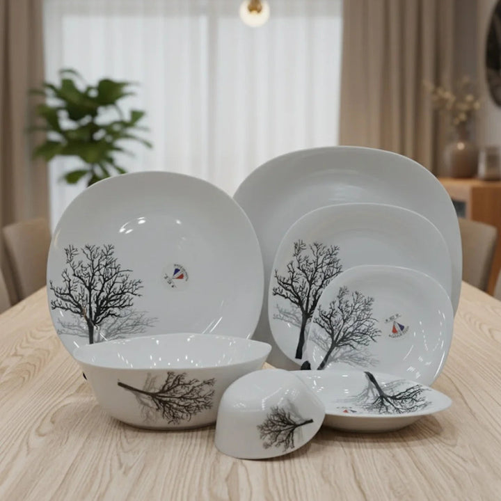 Minimalist Winter Tree Dinnerware Set – 26 Pieces – HomeLux