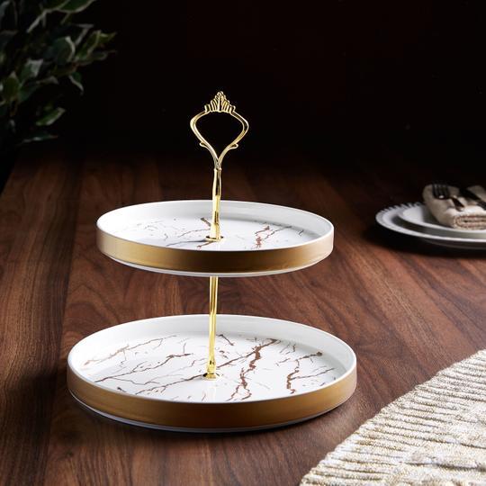 Porcelain 2 Layer Dessert Stand