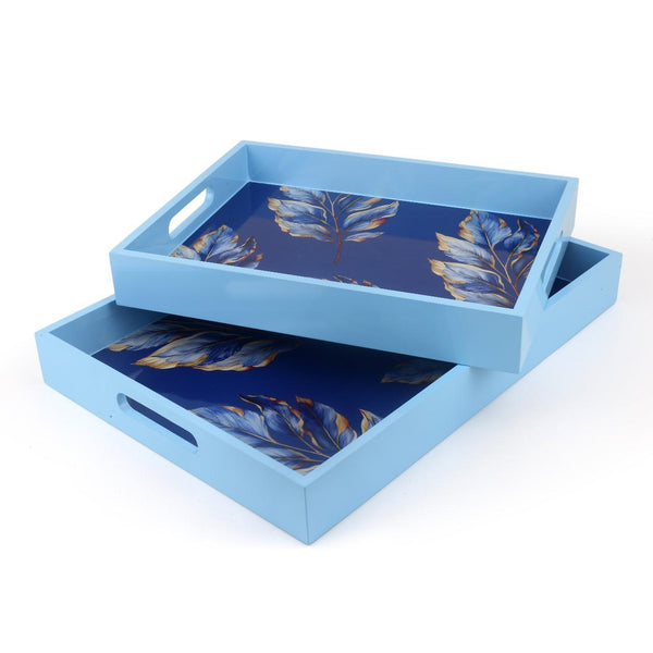 Modern Serving Tray (Royal Blue Leaf)