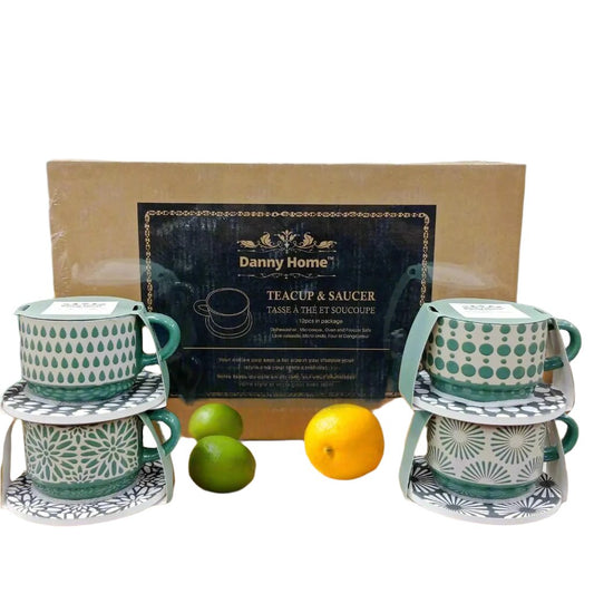 Danny Home™ 6 Pcs Cup & Saucer Set (Green)