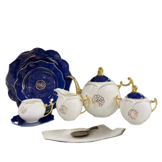 Modern Ceramic Floral Teaset (White & Blue 2.0)