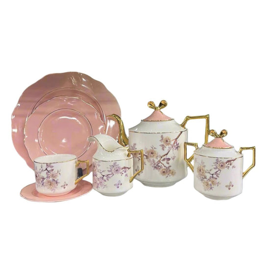 Modern Ceramic Floral Teaset (White & Pink 2.0)