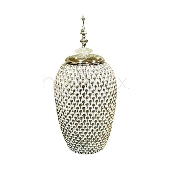 Grande Silver Embossed Jar