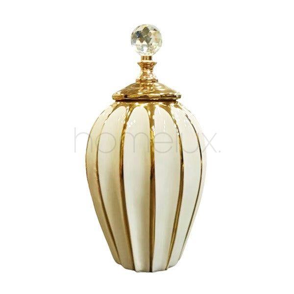 White & Gold Crystal Lid Ginger Jar