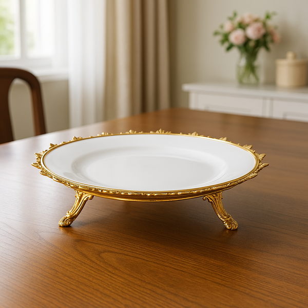 Golden Round Plate Stand