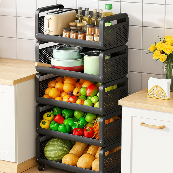 5-Tier Stackable Rolling Storage Cart