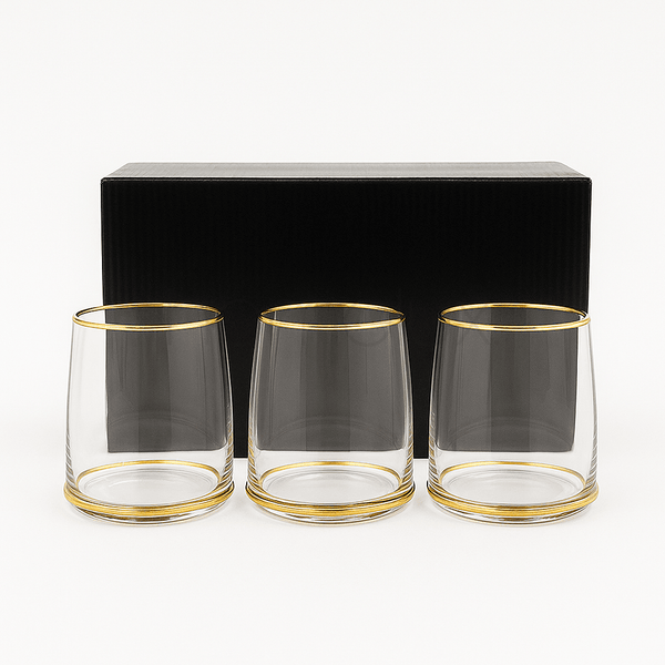 The "Sculpted Gold" Vertical Rib Glass Set (6 pieces)