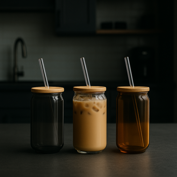 Premium Glass Can Cup with Bamboo Lid & Reusable Straw