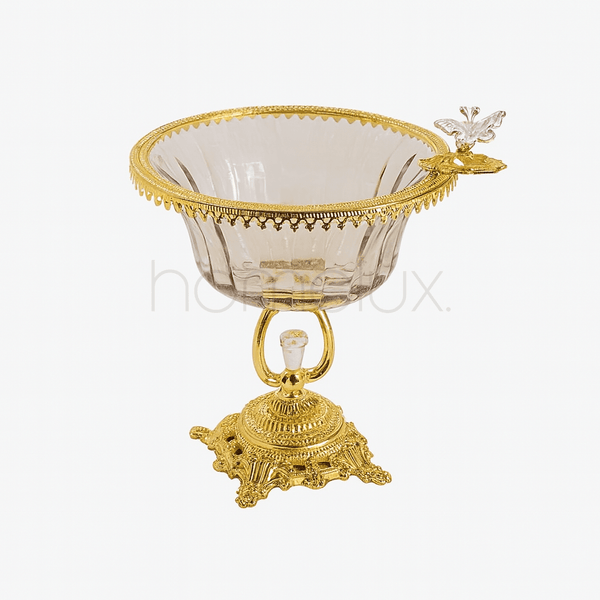 Gilded Oval Glass Serving Bowl