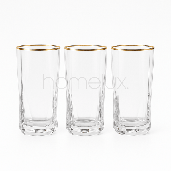 The "Geometric Highball" Gold-Rimmed Set (6 pieces)