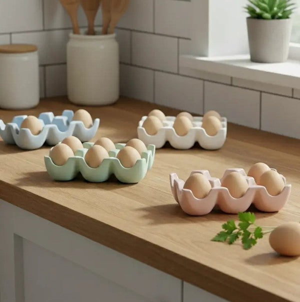 Pastel Ceramic 6-Slot Egg Holder / Serving Tray