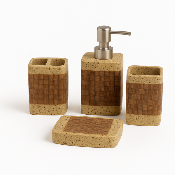 Rustic Woven Texture 4-Piece Bath Accessory Set
