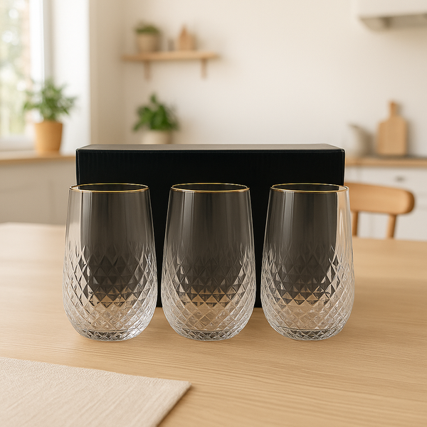 The "Jewel Cut" Gold-Rimmed Beverage Set (6 pieces)