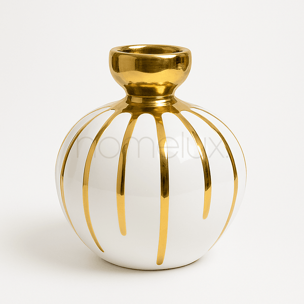 Luxury White & Gold Ceramic Decorative Vase