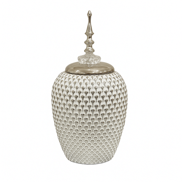 Silver Embossed Decorative Jar
