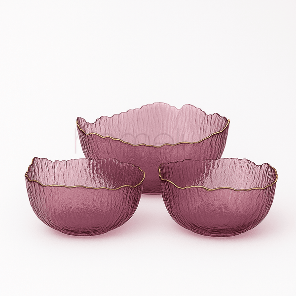 Amethyst Ripple Glass Serving Bowl Set (7-Piece)