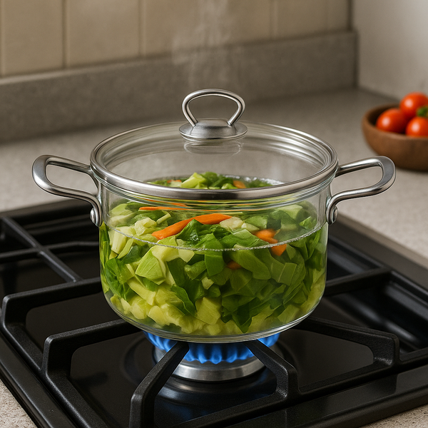 Double Handle Glass Cooking Pot 2500ml