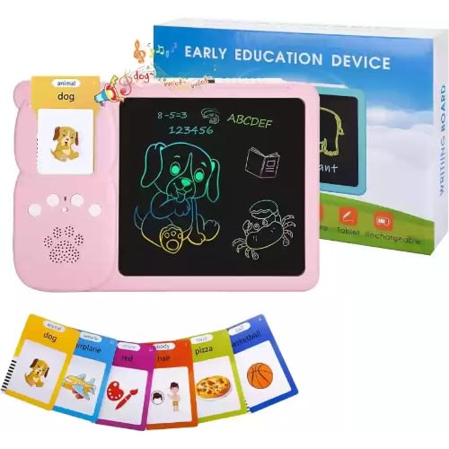 Kid's Lcd Writing Tablet With Talking Flash Card