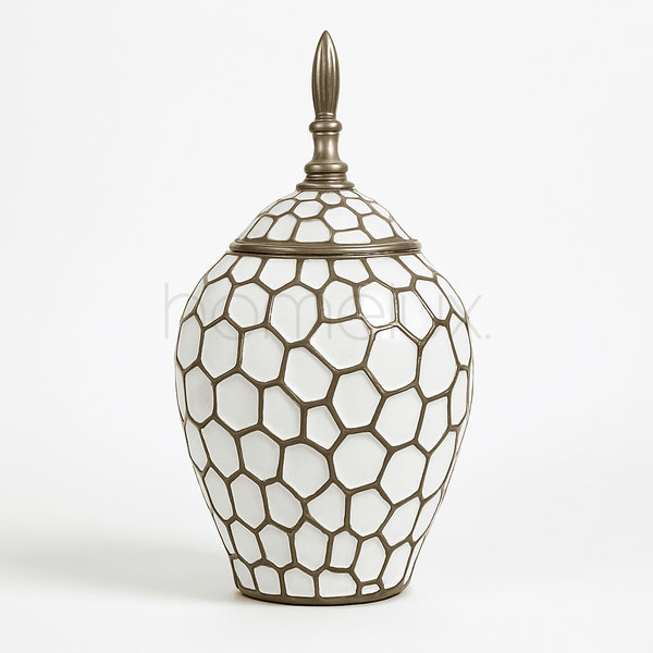 Luxury Ceramic Decorative Jar with Geometric Mosaic Design
