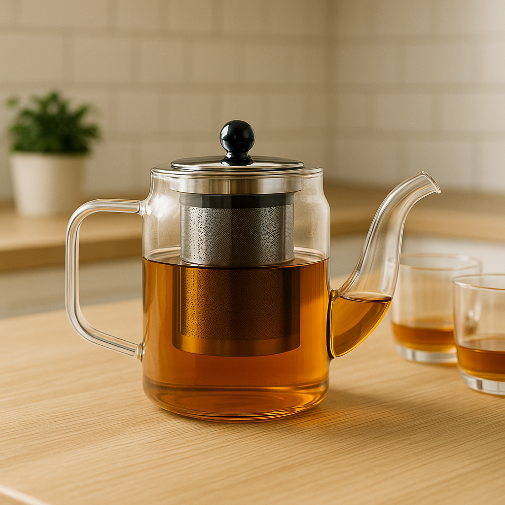 Modern Rectangular Borosilicate Glass Teapot 1200ml – HomeLux