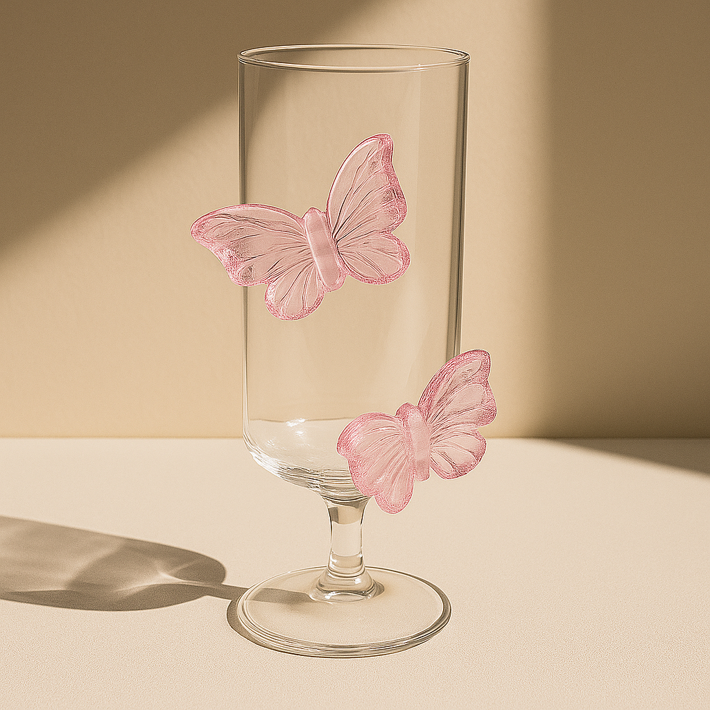 Pink Bow Flutter Glass