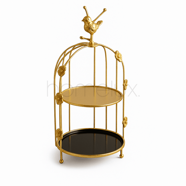 Golden Mirrored Two-Tier Stand