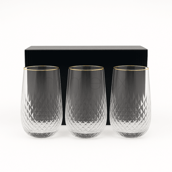 The "Jewel Cut" Gold-Rimmed Beverage Set (6 pieces)