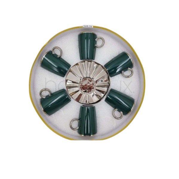 6pcs Cup Saucer Green-Long 8c-MG322
