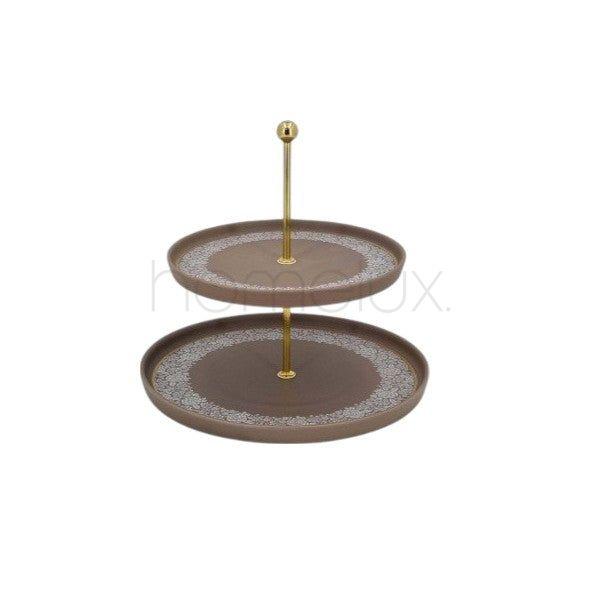 2Tier Pastry Stand Brown 12c-MK307
