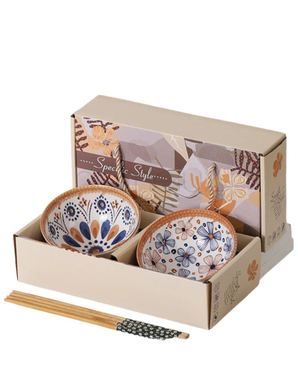 Japanese 2-Piece Bowl Set with Chopsticks