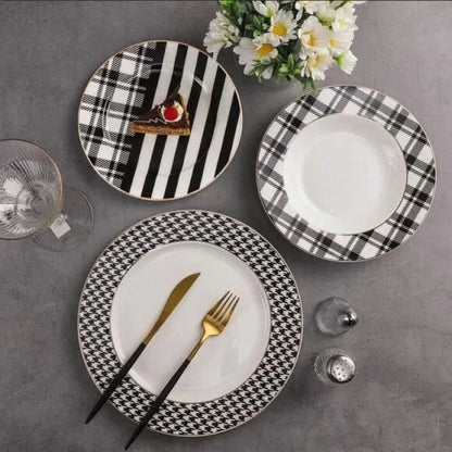 Uk Parliament Porcelain Plate Set of 18 (Black White)