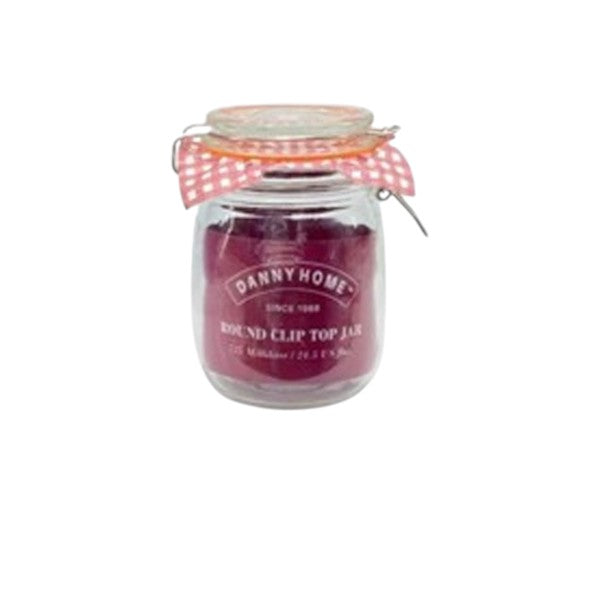 Red Clip Top Jar 9x14cm Glass 24c-1966-30