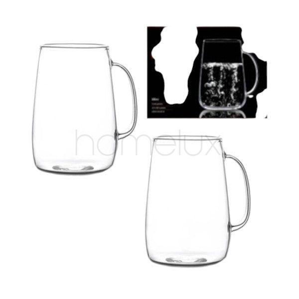 Glass Cup Set – 2 Pcs (450ml)