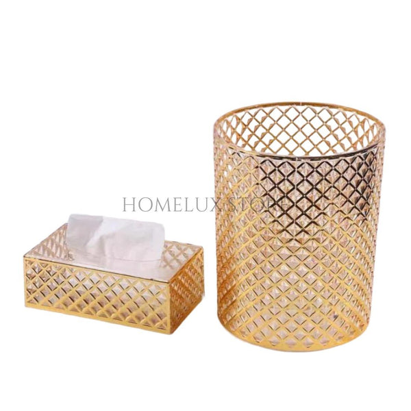 Acrylic Dustbin & Tissue Box Set - Round